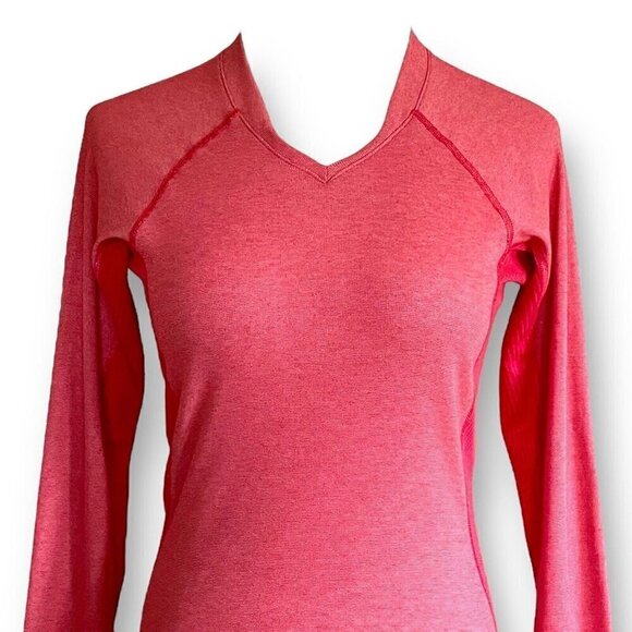 Patagonia Womens Capilene Base Layer Top XS Coral Long Sleeve V-neck Performance - Picture 2 of 8